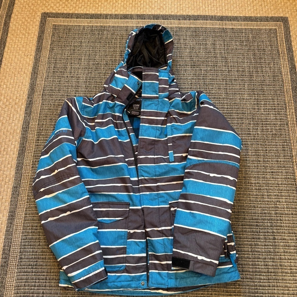 Rip zone Men's Blue and Gray Striped Snowboard Jacket